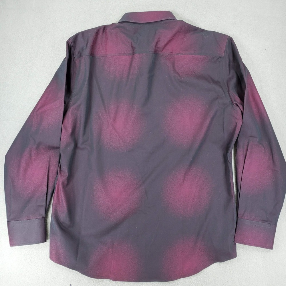 Lot 4 Bugatchi Print Plaid Cuff Long‎ Sleeve Button Down Shirt Men L Shaped Fit - Picture 4 of 16